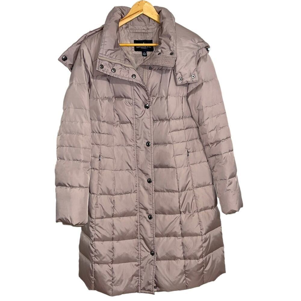 London Fog Tower Goose Down Detachable Hood Puffer Jacket